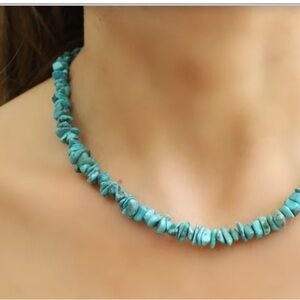 Authentic Turquoise Chip Necklace 36"